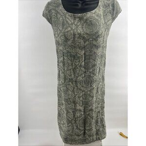 Lina Tomei Womens Dress Olive Green Size Medium A-Line Pockets! 100% Linen ITALY